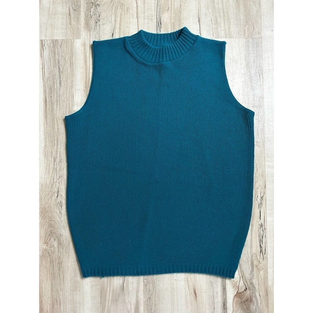 VINTAGE deep teal ribbed sweater vest
